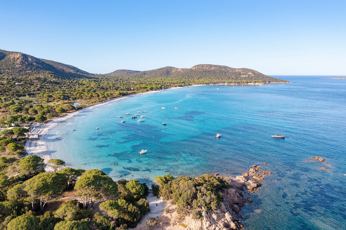 Vue aérienne de la plage de Palombaggia, Porto-Vecchio